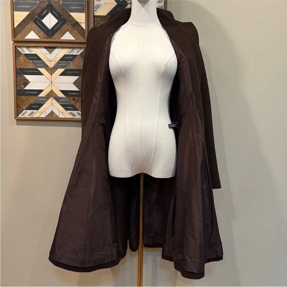 Vintage Ralph Lauren Collection Flared Wool Cashgora Blend Coat Brown 6 NWT